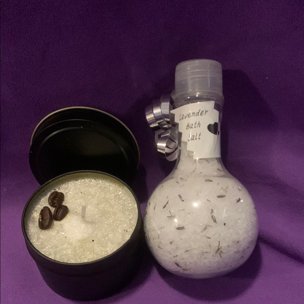 Lavender Bath Salt and candle Set